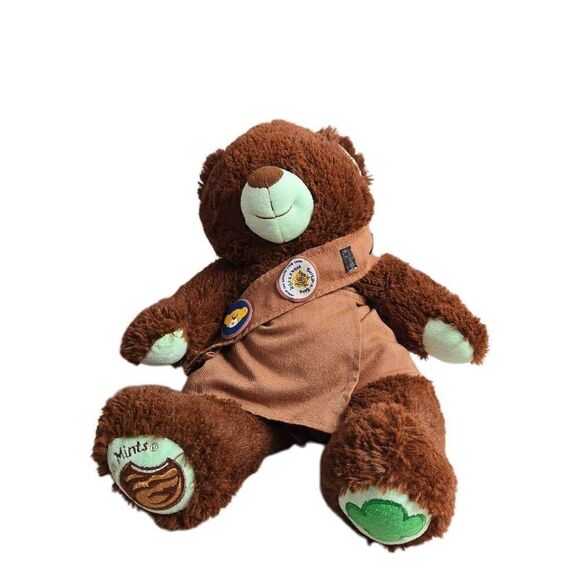 Build A Bear Girl Scout Cookies Thin Mints Plush Bear 15 Inch BAB Teddy Brown Br - Picture 1 of 4